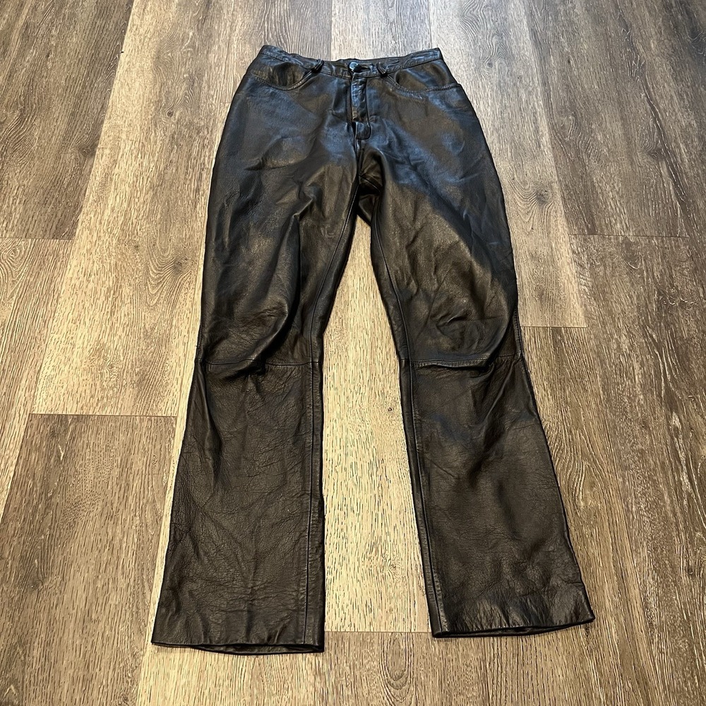 Vintage Leather Pants Women's Size 25x27.5 Dark Brown 90's